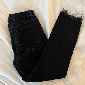 Abercrombie and Fitch black denim high waist ankle skinny jeans with raw edge